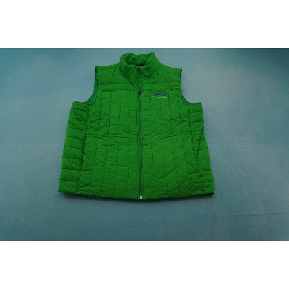Lands End Outfitters Mens XL Green Puffer Vest NRLC Logo Quilted Full Zip